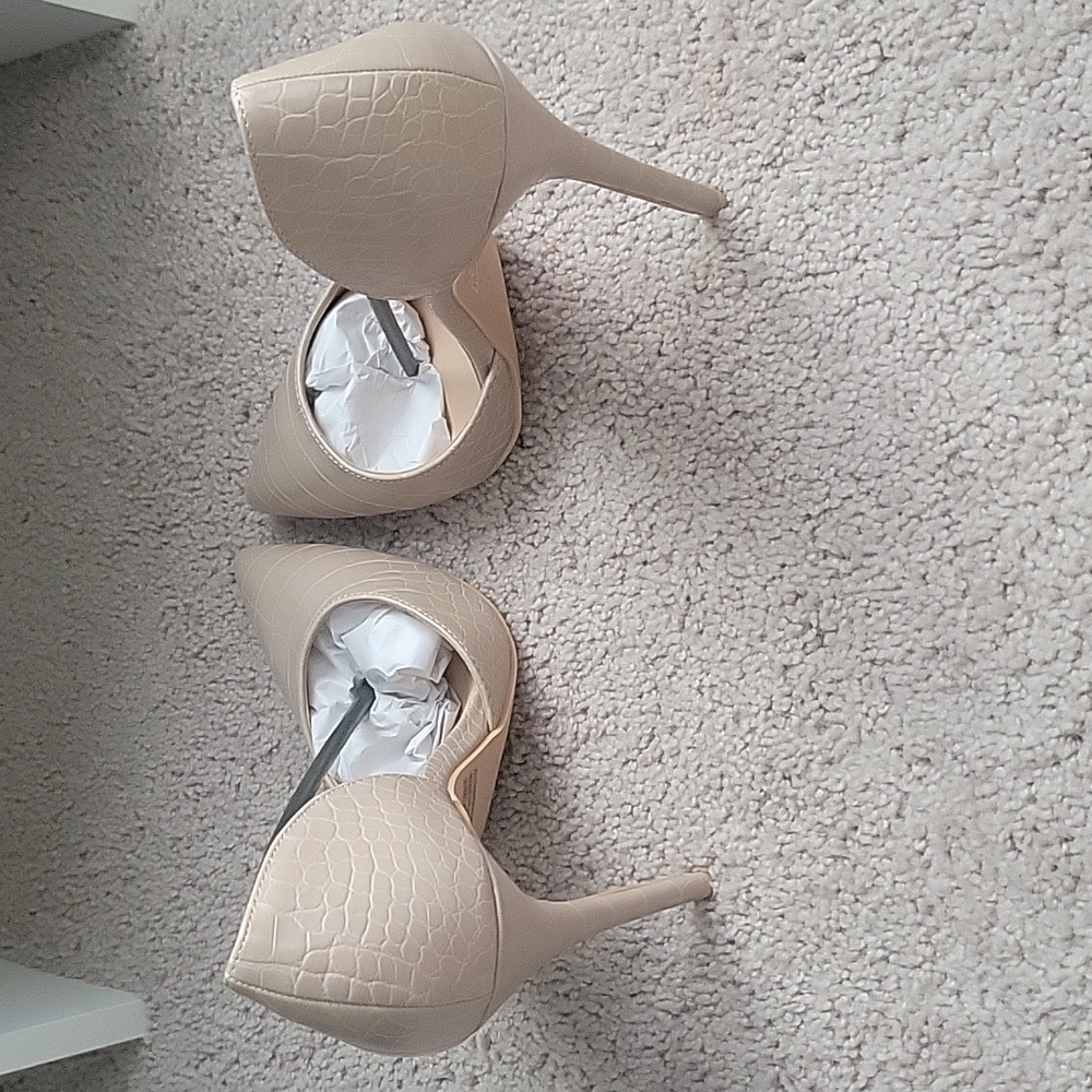 Nude Crocodile Printed Heels